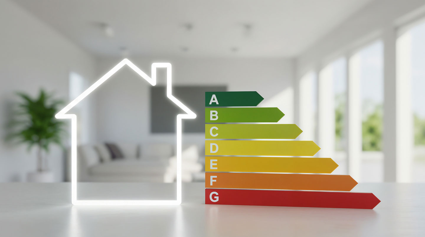 Diagnostiqueur immobilier utilisant un équipement de mesure thermique à l'intérieur d'une maison contemporaine lors d'un diagnostic de performance énergétique